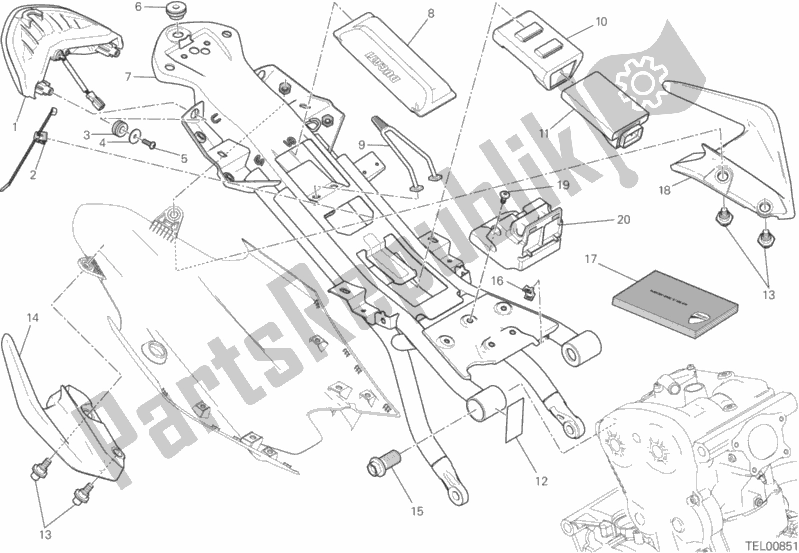 All parts for the Rear Frame Comp. Of the Ducati Monster 821 Stripes USA 2017